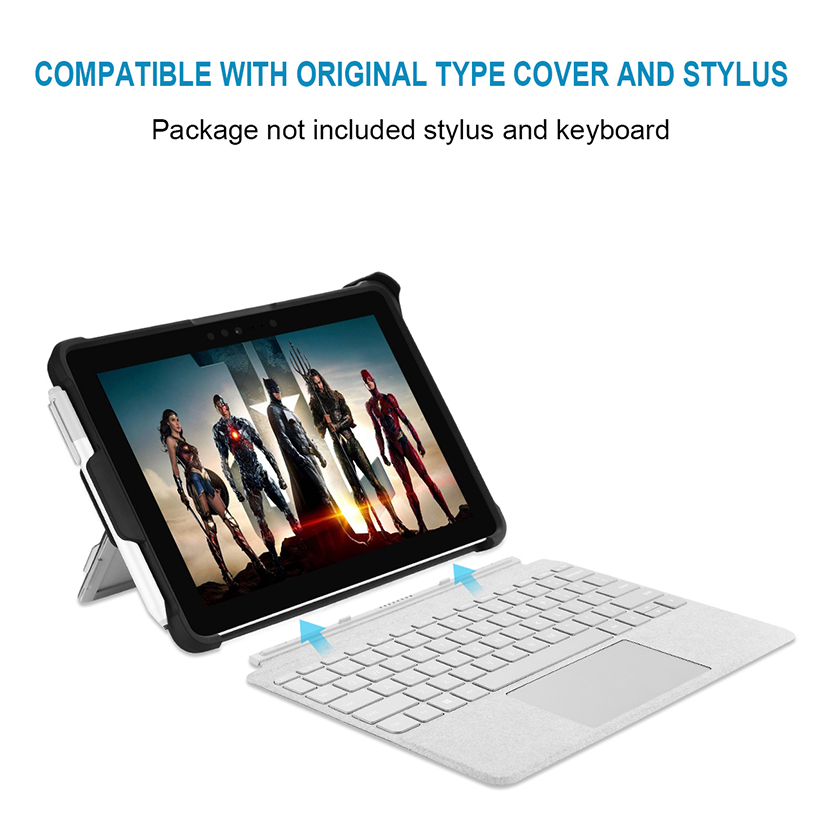 Hard Case for Microsoft Surface Go 4 2023 / Go 3 2021 / Go 2 2020 / Surface Go, Shockproof Folio Protective Rugged Cover Compatible with Type Cover Keyboard + Original Kickstand, Frost Clear